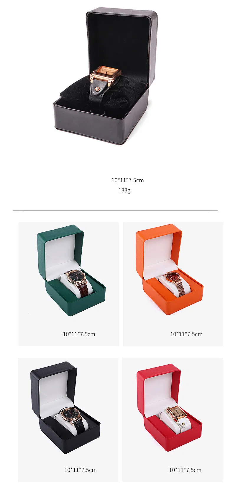 Wholesale High-End Flip Fashion PU Leather Velvet Jewelry Storage Watch Packaging Collection Packing Watch Boxes