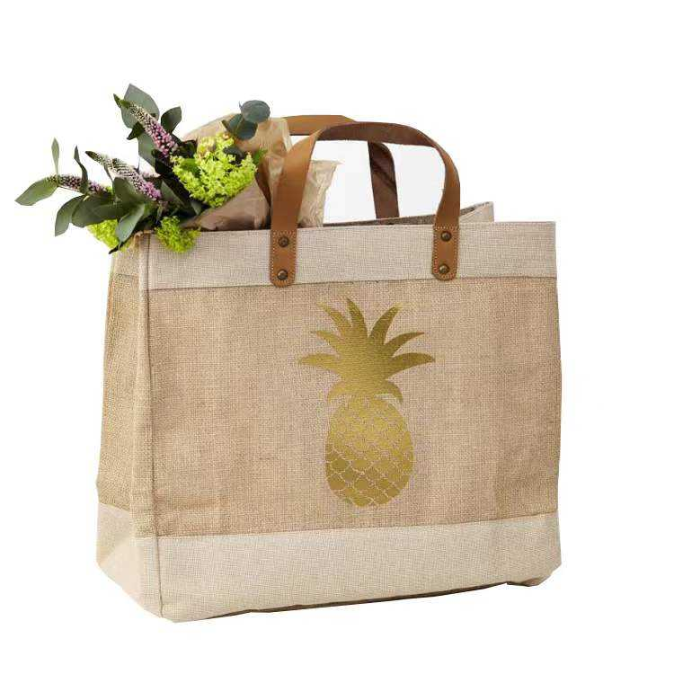 Eco-Friendly Custom Linen Tote Jute Bag Handmade Women's Zipper Closure Tote with Polyester Lining Competitive Price