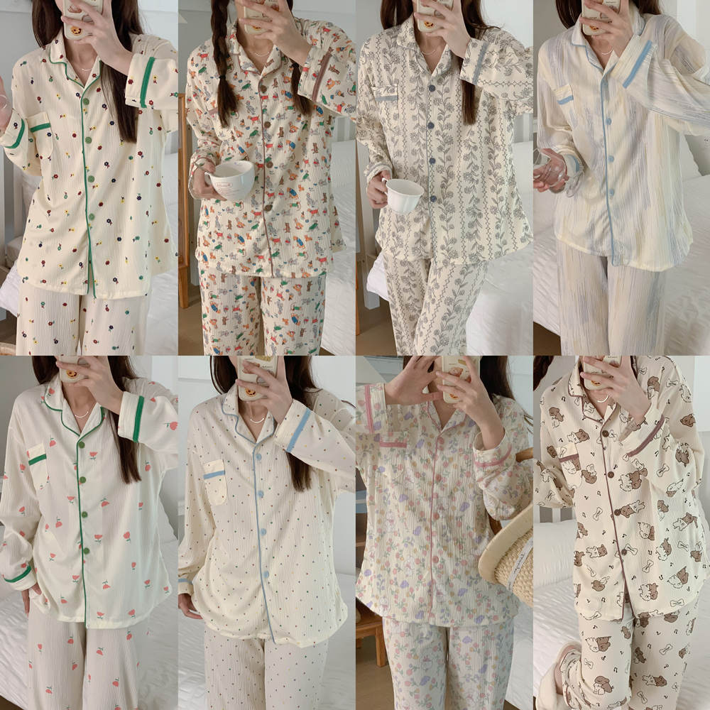 2024 Cute New Design Women Pajamas Set Cotton Sleeping Nightgown Soft Pj Sets Long Suppliers Factory Women's Sleepwear