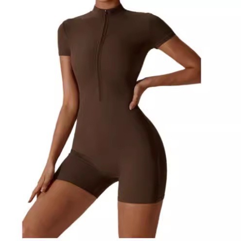 Women's Summer Eco-Friendly Yoga Jumpsuit Above Knee Short Sleeve Fitness Clothing