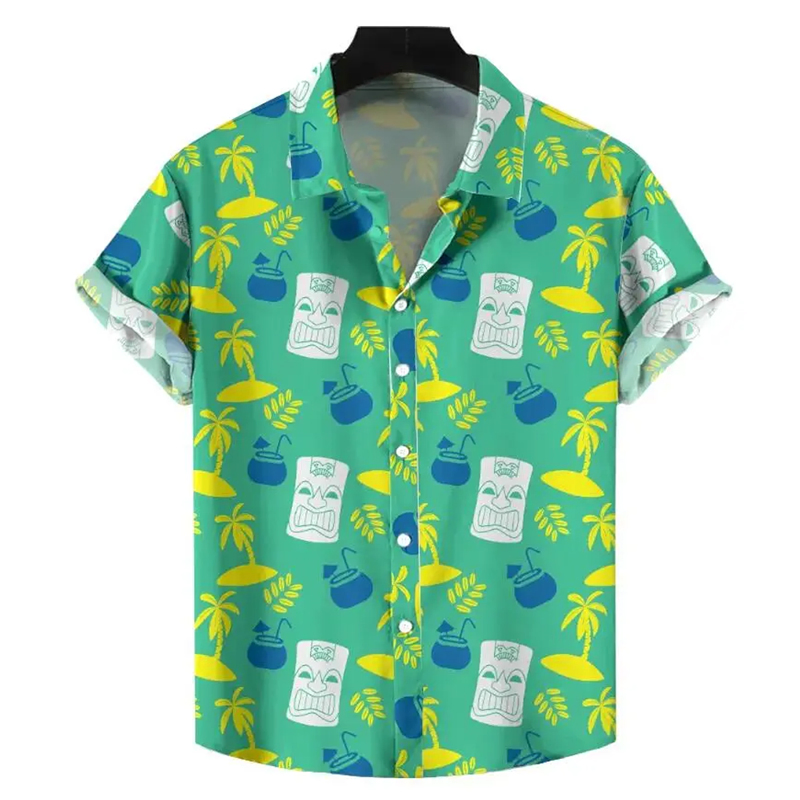 Summer Shirt Casual Resort Party Wear Short Sleeve Hawaiian Beach Men Printed Cotton Aloha Shirts