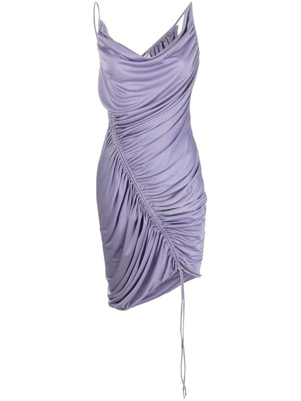 New Fashion Women Cowl-Neck Backless Maxi Dress Slit Silk Chiffon Dress Party Dresses Sexy Elegant Silk Dress