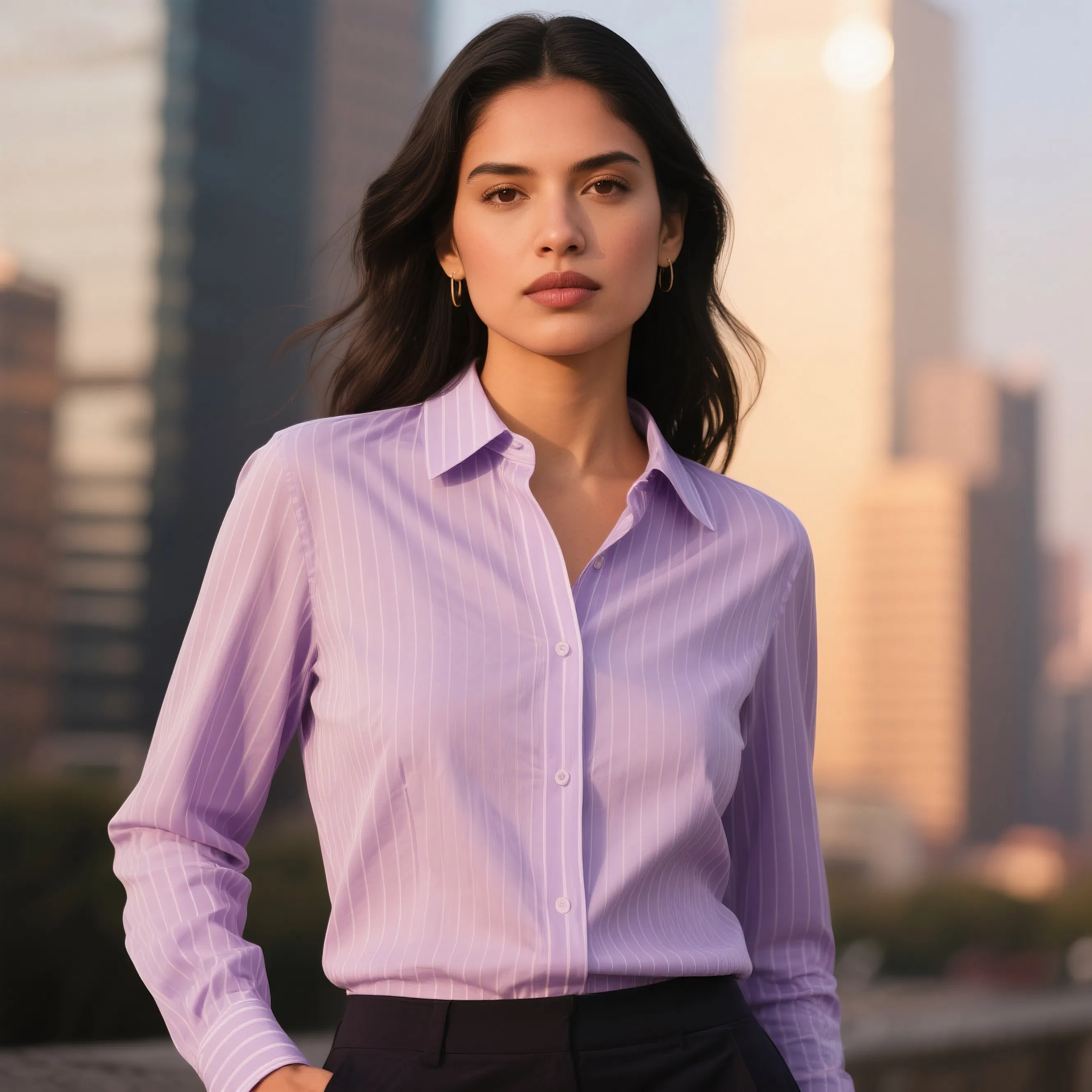 Trendy Women's Comfortable Dress Shirt - Weave Fabric for Business Attire