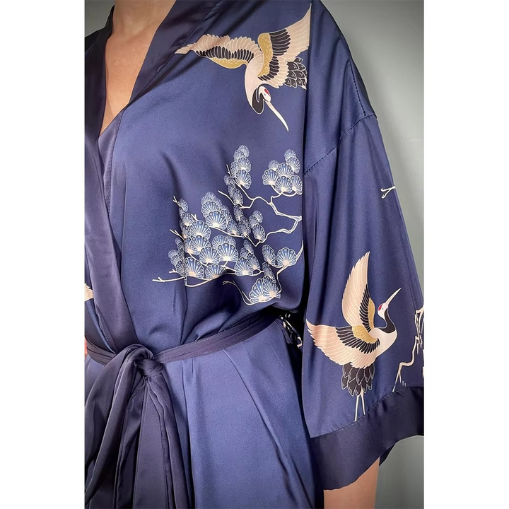 High Quality Elegant Women's Silk Satin Sleepwear Gown Set Elastic Waist Full Length Long Sleeves Soft Comfortable Breathable
