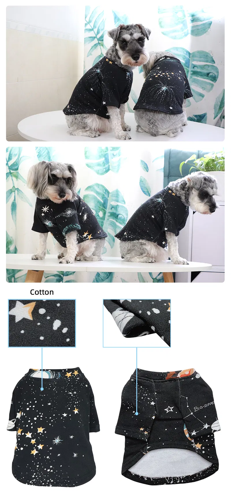 Star Pattern Black Medium Size Pet Clothes