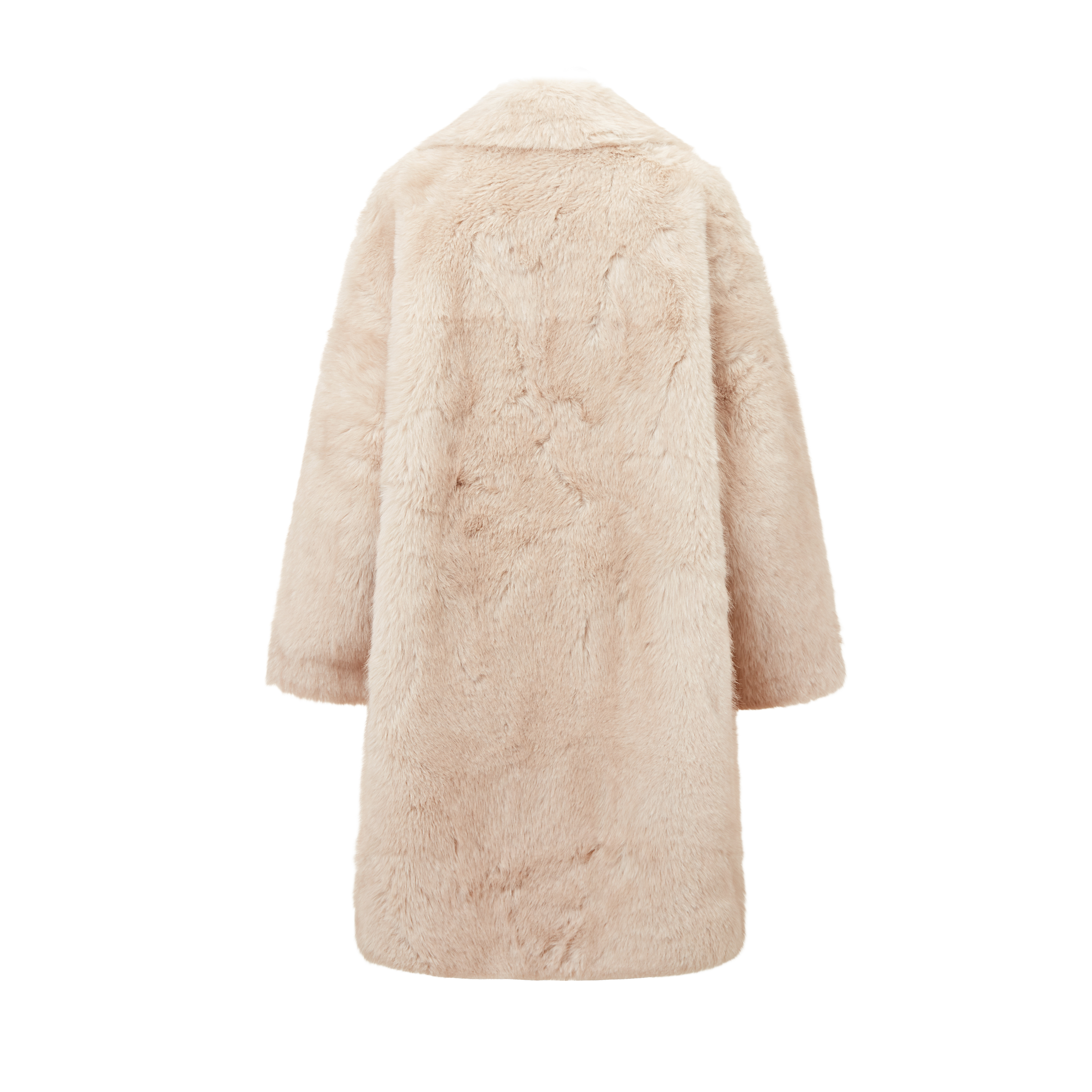 High-end Luxurious Eco-Friendly Women's Rabbit Faux Fur Long V-neck Winter Fashion Single Breasted Loose Overcoat