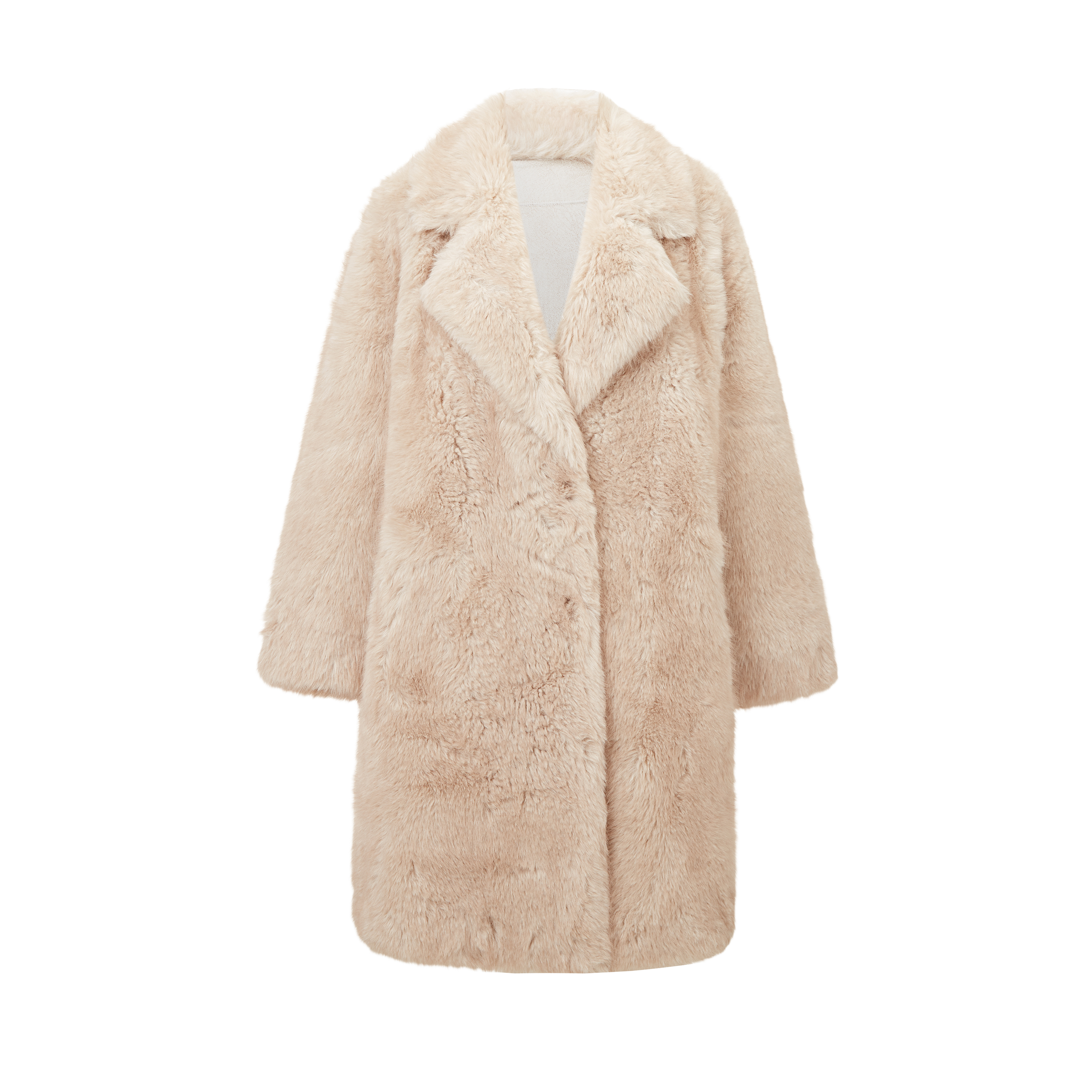 High-end Luxurious Eco-Friendly Women's Rabbit Faux Fur Long V-neck Winter Fashion Single Breasted Loose Overcoat