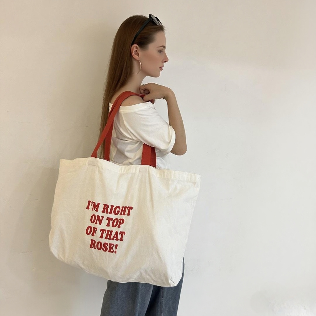 Handmade Customizable Eco-Friendly Women's Canvas Tote Bag Fashion Accessory with Cartoon Print