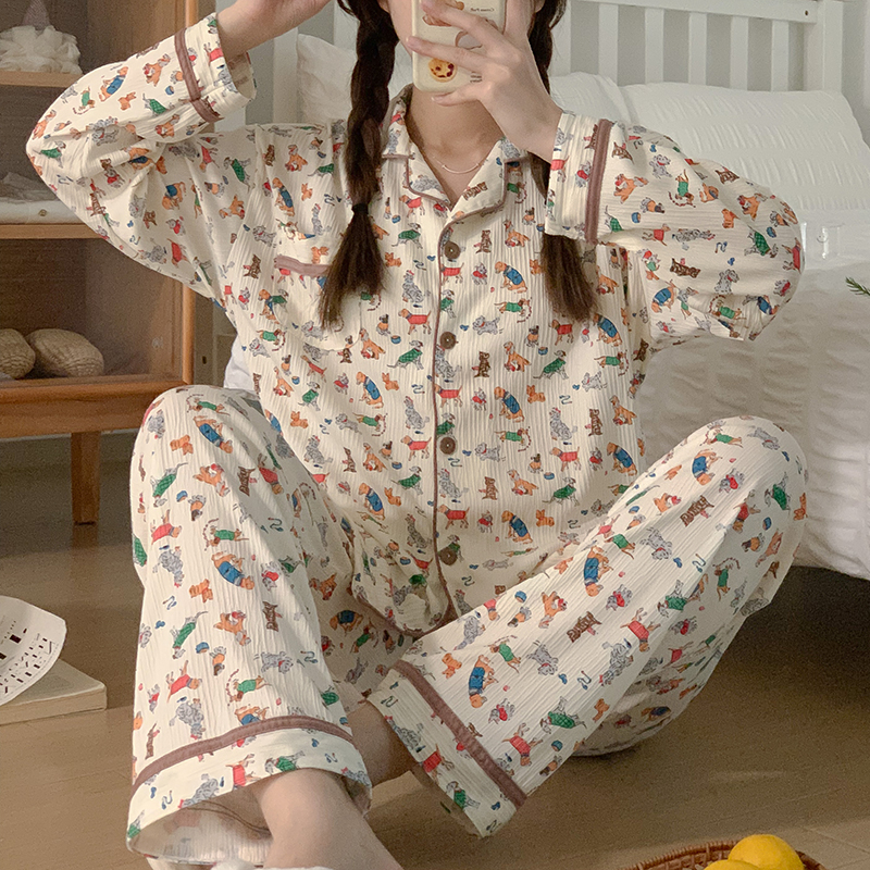 2024 Cute New Design Women Pajamas Set Cotton Sleeping Nightgown Soft Pj Sets Long Suppliers Factory Women's Sleepwear