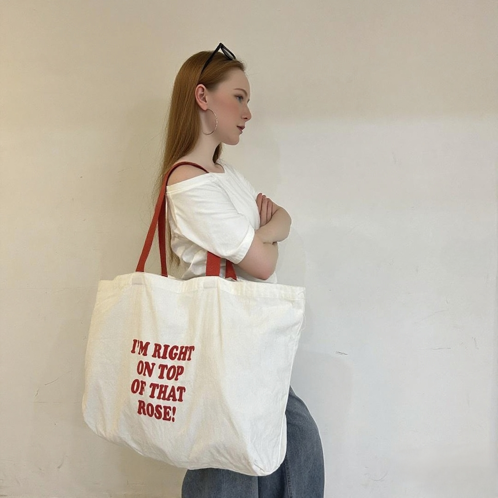 Handmade Customizable Eco-Friendly Women's Canvas Tote Bag Fashion Accessory with Cartoon Print