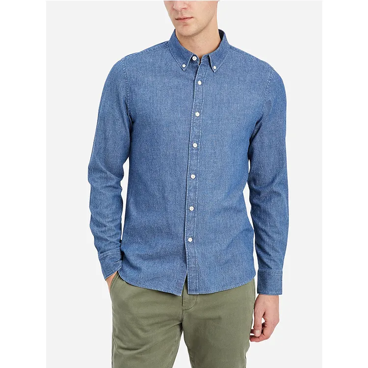 Men's Casual Apparel Casual Denim Style Long Sleeves Pure Jean Shirt