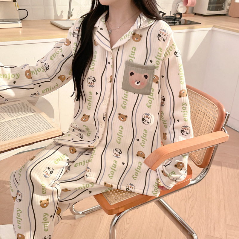 Wholesale High Quality Autumn Winter Air Cotton Postpartum Maternity Pajamas Comfortable Loose Thick Breastfeeding Home Wear