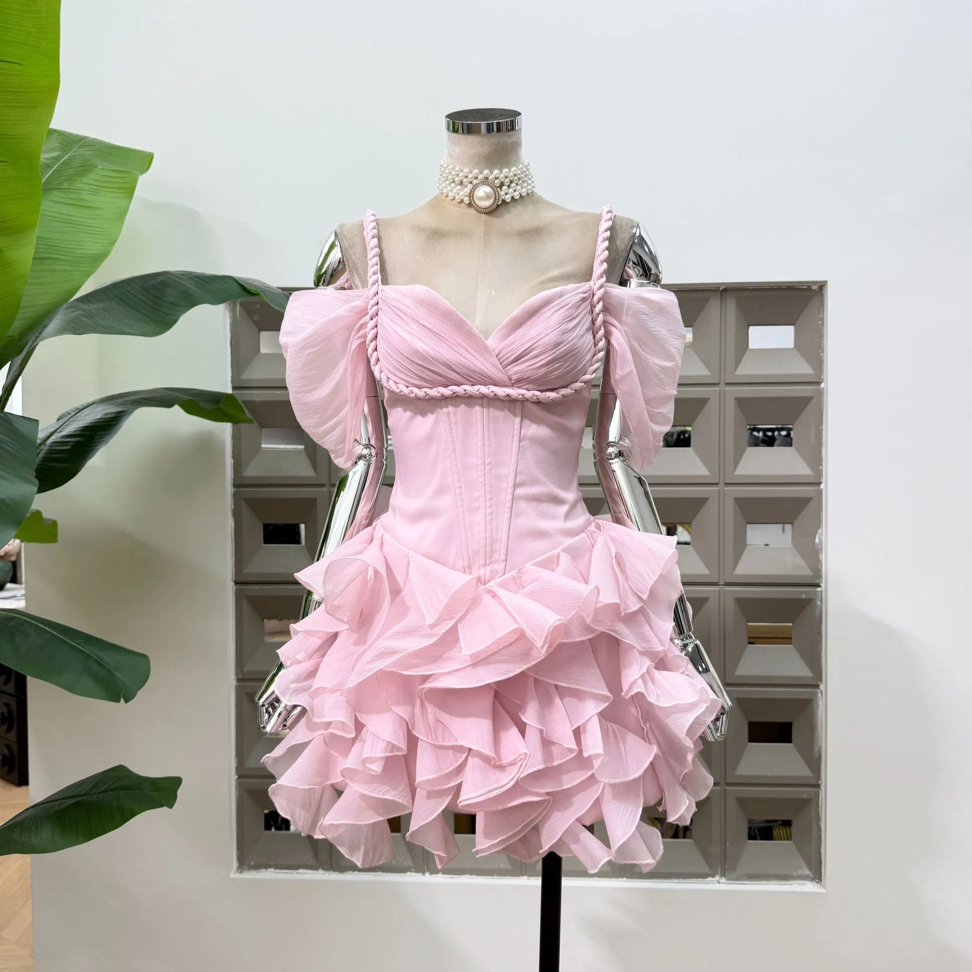 Women's Summer New Style Ruffled Suspender Fishbone Strapless Dress Fashion Dress