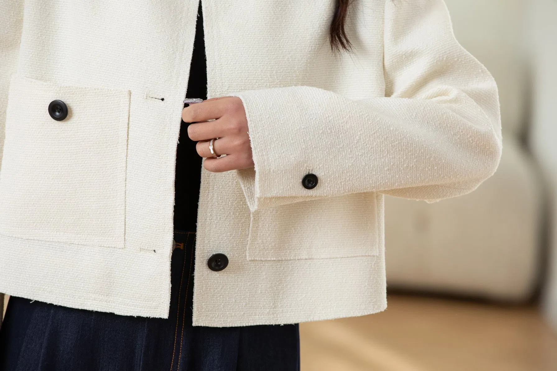 Premium Elegant Women Padded Shoulder Outerwear ODM/OEM