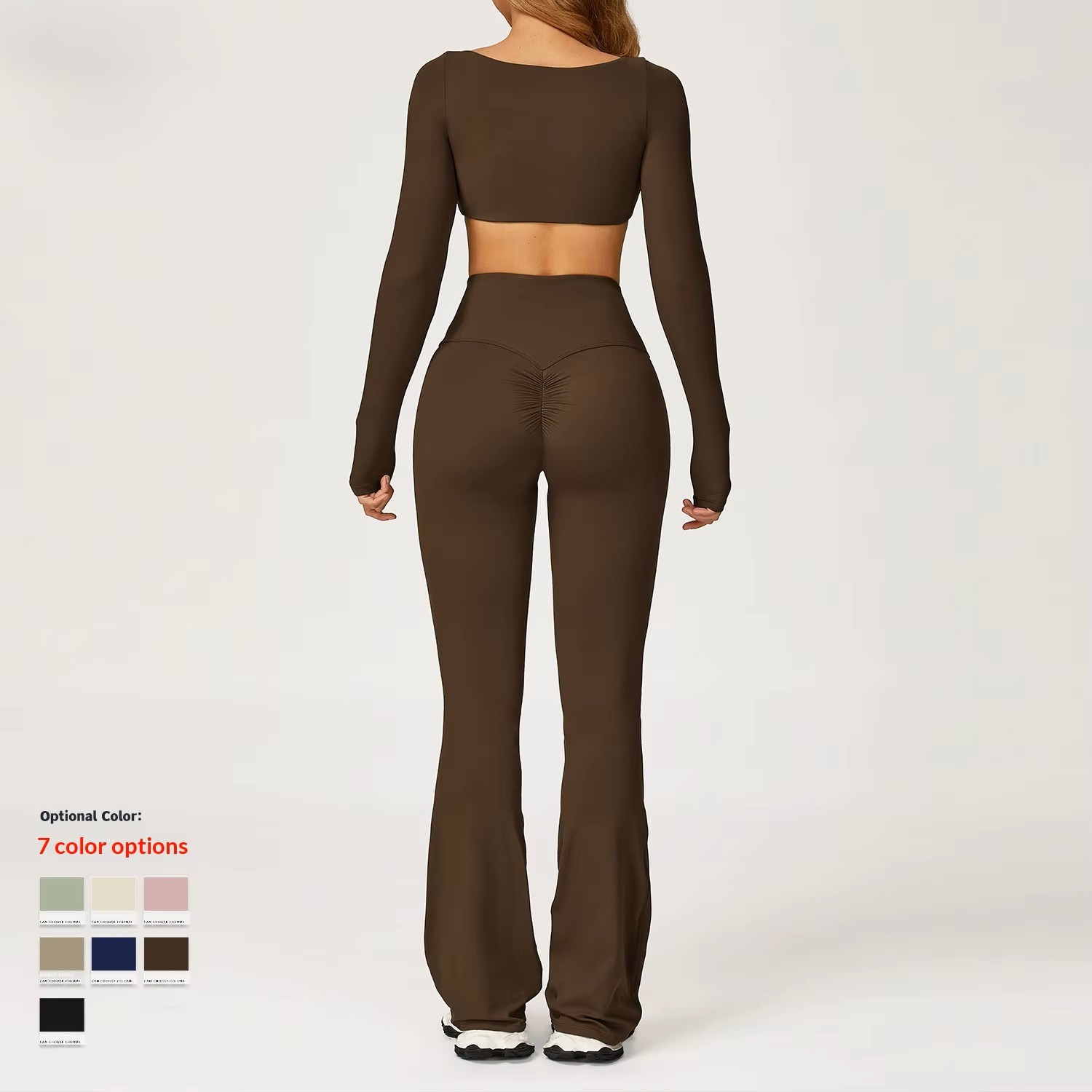 Autumn Solid for Shockproof Bare-Skin Yoga Outfit Set Quick-Dry Tight-Fitting Fitness Wear Casual Sports Suit Women's