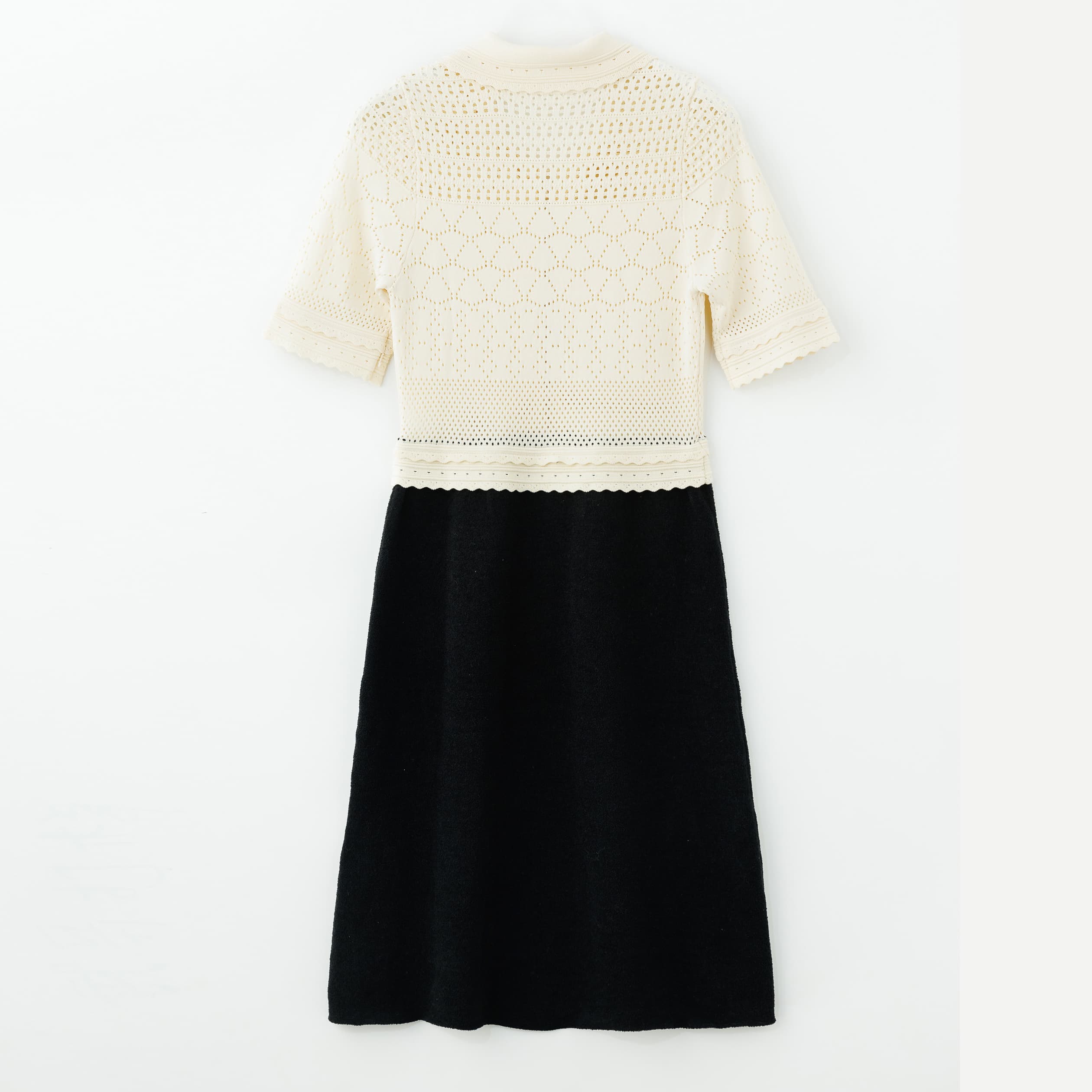 Customized Women's Pearl Button Long Knit Dress Short Sleeve Cotton Fashion Knitwear Elegant Office Wear Ladies Sweater Dress