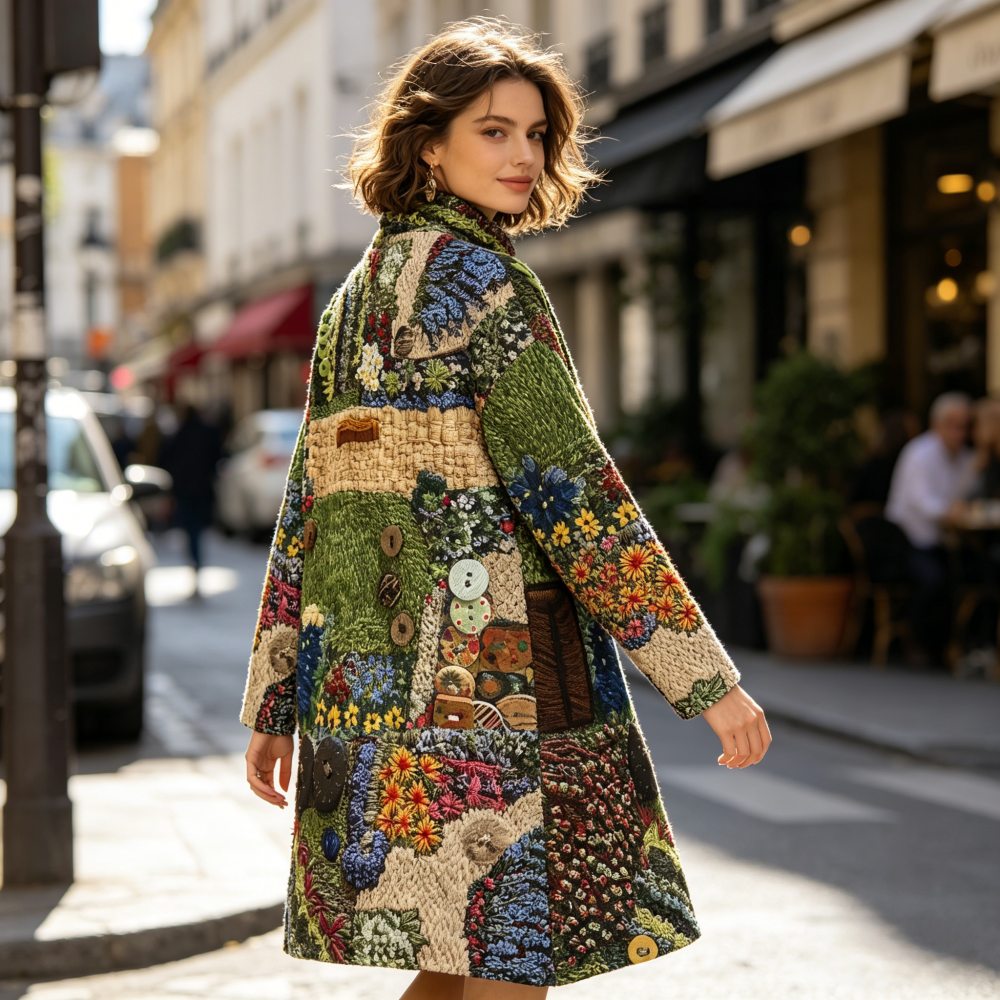Women's Turtleneck Knit Dress Long Sleeve Whimsical Floral Embroidery A-Line Relaxed Fit All Season Casual Daily Wear