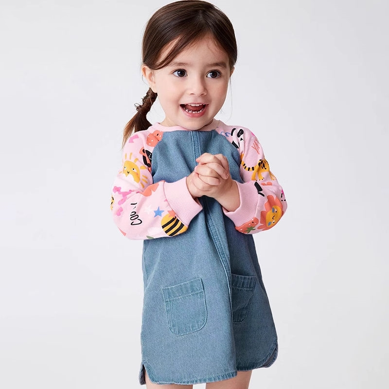 Customized Wholesale Kid Apparel Boutique Fashion Denim Cotton Baby Girl Dress