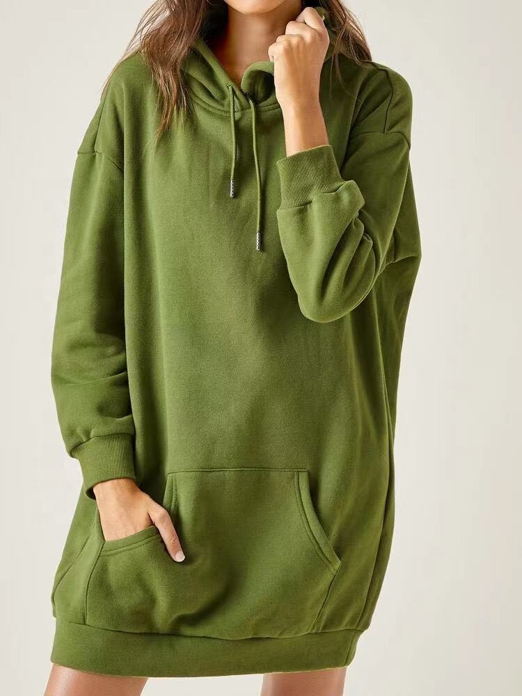 New Fashion Women's Custom Cotton Multi-color Long Sleeve Hoodies Dress in Plain Lady Casual Wear for Women