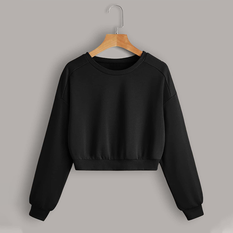 Spring and Autumn New Women's Casual Blouse Solid Color Basic Design Simple Long-Sleeved Sweatshirt
