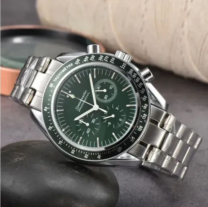 Men Professional Sport Wristwatch Sea Speed Master Full Dial Working Quartz Stopwatch Stainless Steel Watchhighlights