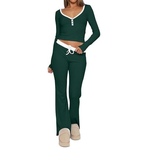 Wholesale Womens Pajama Set Long Sleeve Sexy Cotton Pajamas Button Down Knitted Lounge Wear Sleepwear Sexy Ladies Loungewear