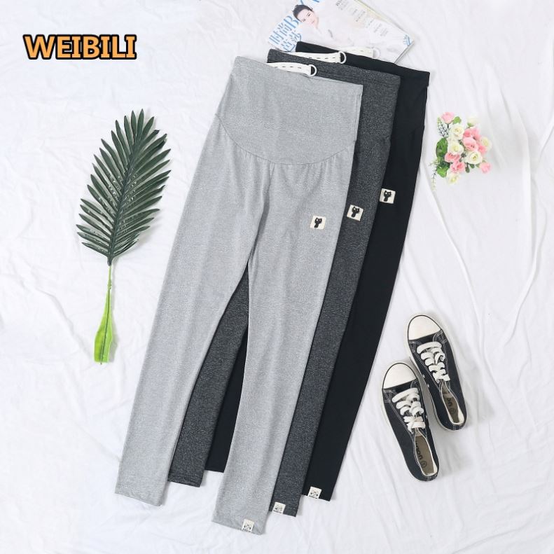 Wholesale Fashion Cat Sign High Waist Adjustable Waist Belt Maternity Women Loose Leggings Pregnant Pants Trousers