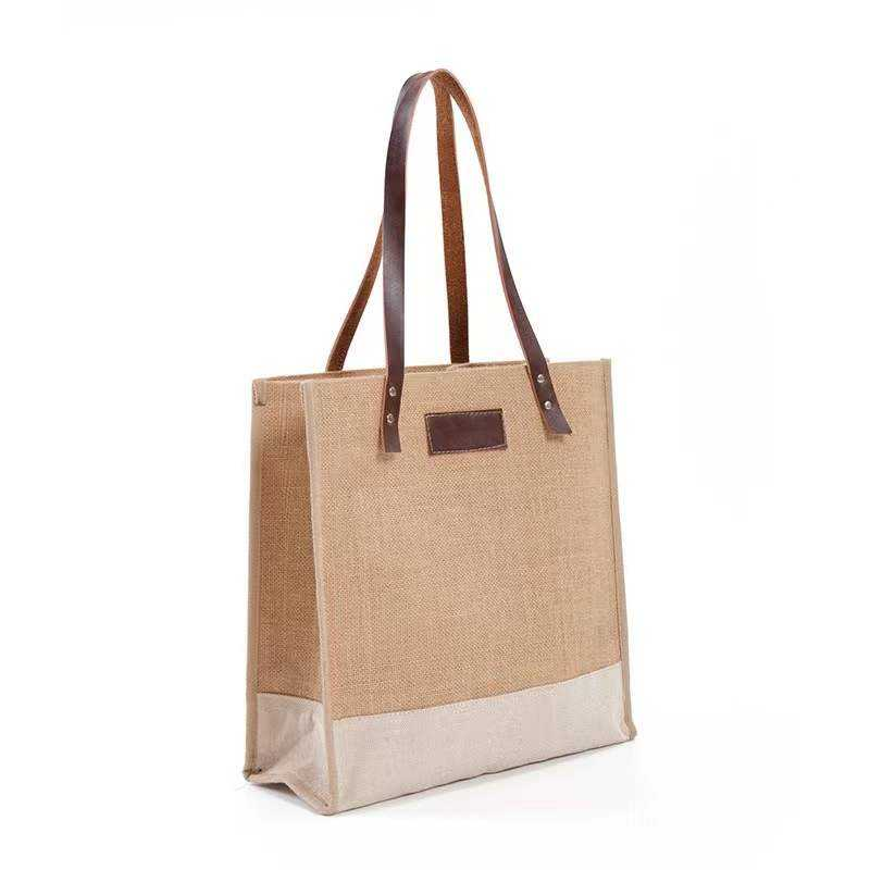 Eco-Friendly Custom Linen Tote Jute Bag Handmade Women's Zipper Closure Tote with Polyester Lining Competitive Price