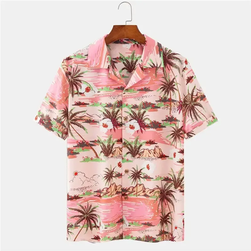 Wholesale Fashion Printed Shirt Mens Summer Aloha Beach Wear Resort Polyester Hawaiian Shirts for Men