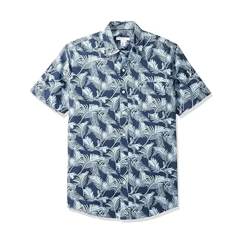 Wholesale Fashion Printed Shirt Mens Summer Aloha Beach Wear Resort Polyester Hawaiian Shirts for Men