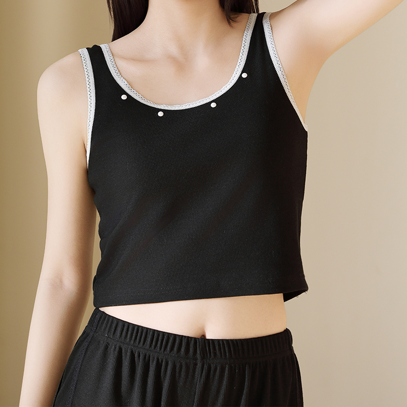 Women's Summer Casual Sleepwear Breathable Comfortable Smooth Short-Sleeved Neck Pajamas Set Elastic Waist Soft Viscose Knitted