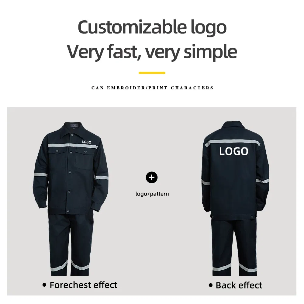 Custom Logo Size Work Uniforms with Reflective Safety Workwear Jackets and Trousers Pants Work Clothes Set