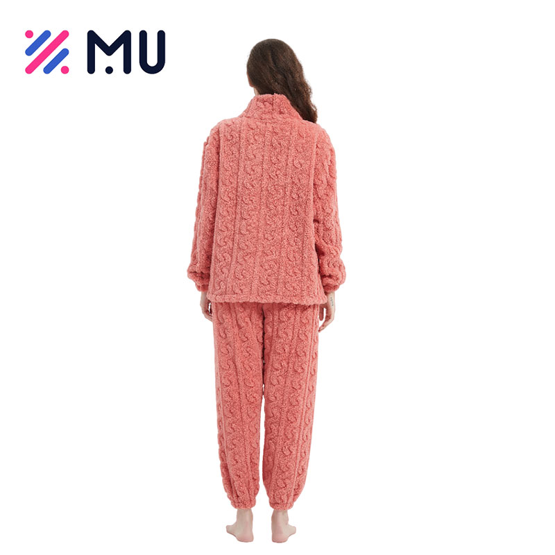 Winter Lounge Soft Ladies Sleepwear Custom Jacquard Women Pajamas Sets