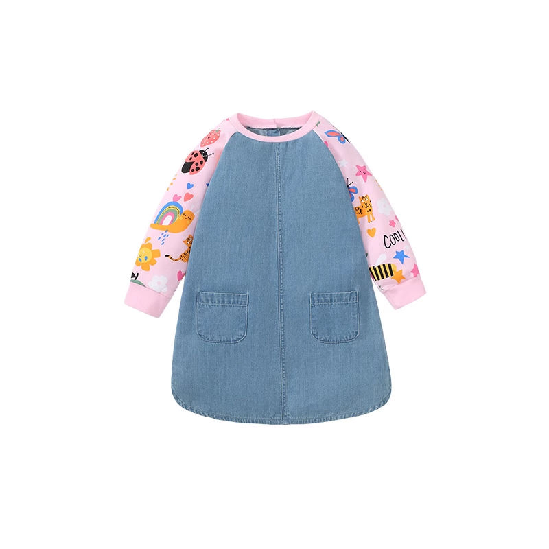 Customized Wholesale Kid Apparel Boutique Fashion Denim Cotton Baby Girl Dress