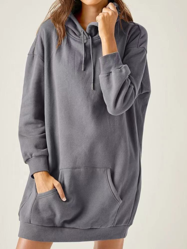 New Fashion Women's Custom Cotton Multi-color Long Sleeve Hoodies Dress in Plain Lady Casual Wear for Women