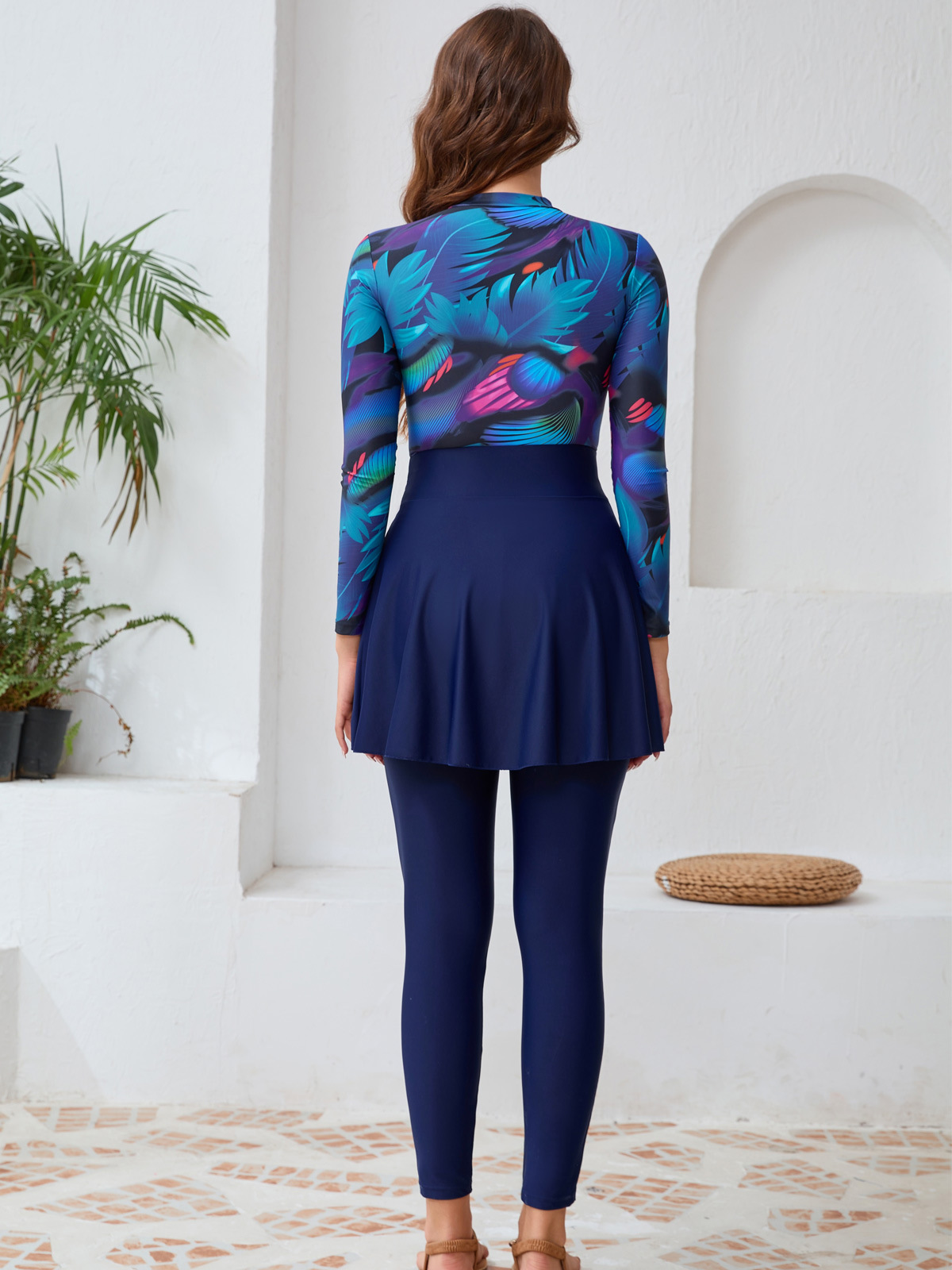 Custom Printed 3-Piece Set Conservative Muslim Beachwear Swimsuit UV Resistant Modest Fashion Women Burkini Set