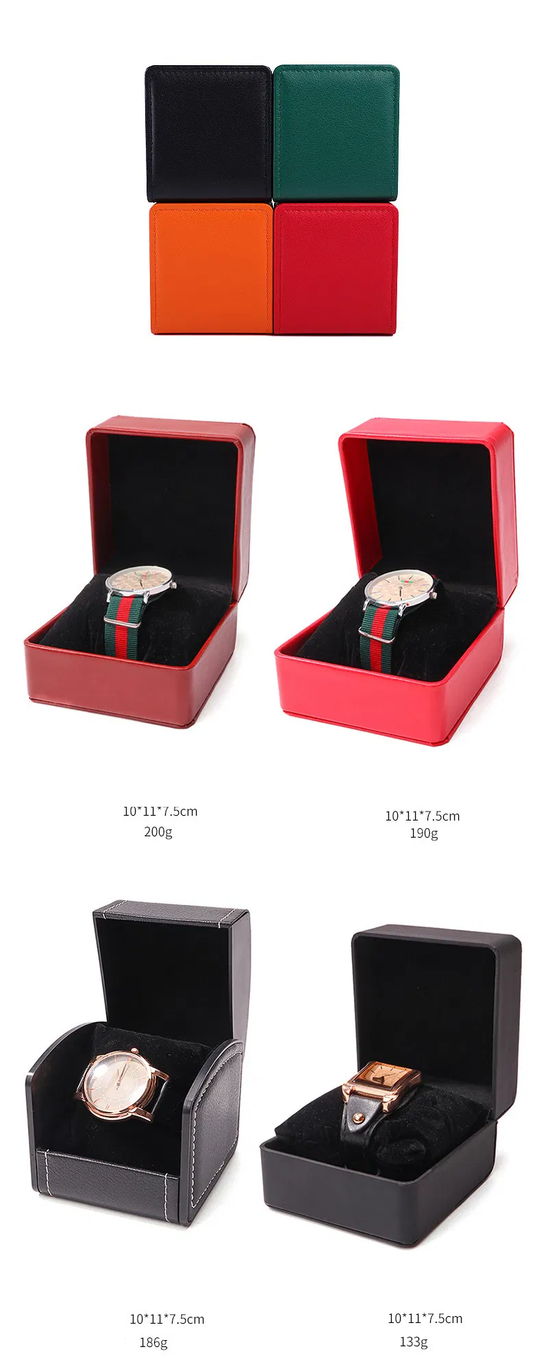 Wholesale High-End Flip Fashion PU Leather Velvet Jewelry Storage Watch Packaging Collection Packing Watch Boxes
