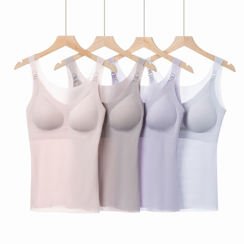 Spring Summer New Thin Style Wire Free Solid Maternity Underwear Everyday Nursing Bra Camisole Adjustable Straps Knitted 3/4 Cup