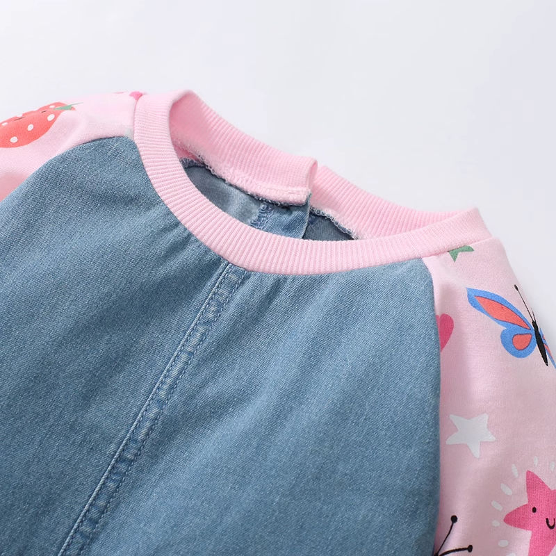 Customized Wholesale Kid Apparel Boutique Fashion Denim Cotton Baby Girl Dress