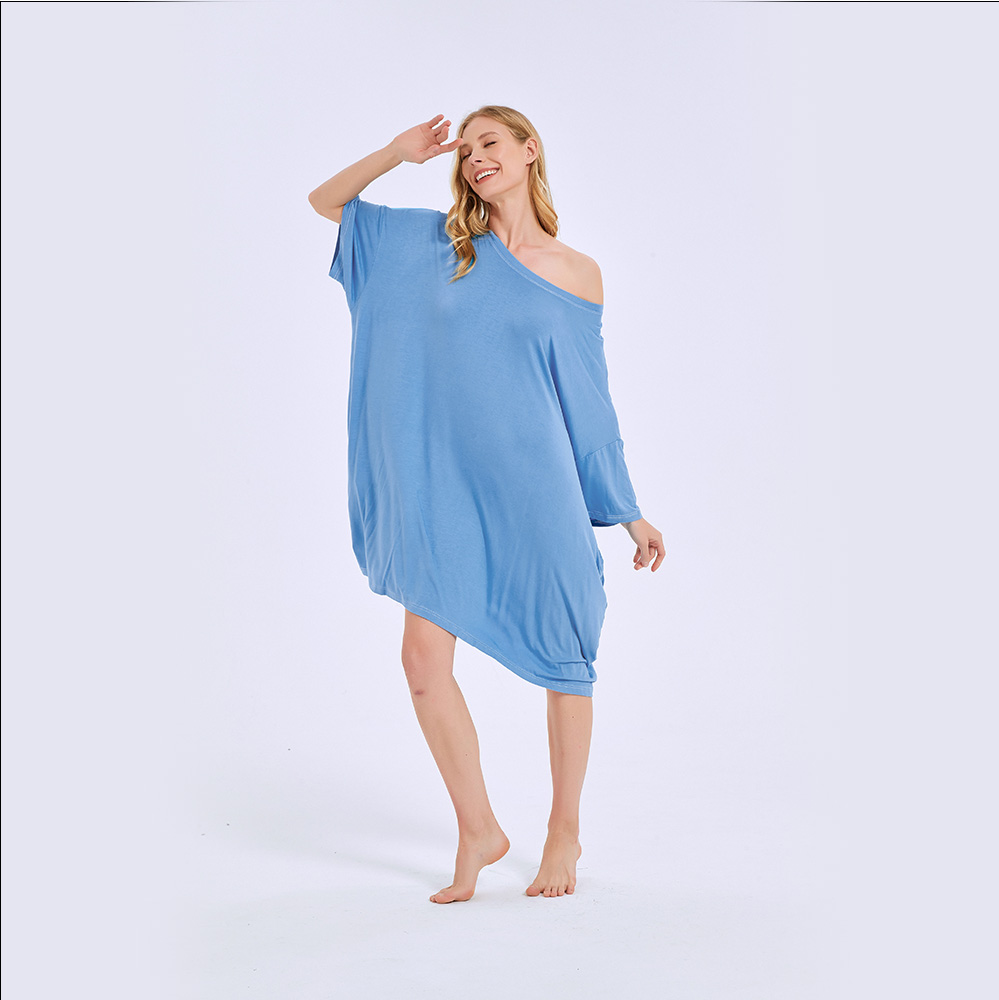 Soft Bamboo Nightgowns for Women Printed Lightweight Oversized Nightdress Plus Size Short Sleeve Custom Women's T-shirts