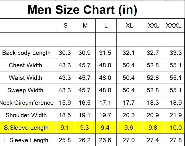 Size Information Chart