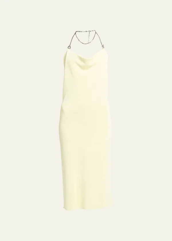 New Fashion Women Cowl-Neck Backless Maxi Dress Slit Silk Chiffon Dress Party Dresses Sexy Elegant Silk Dress