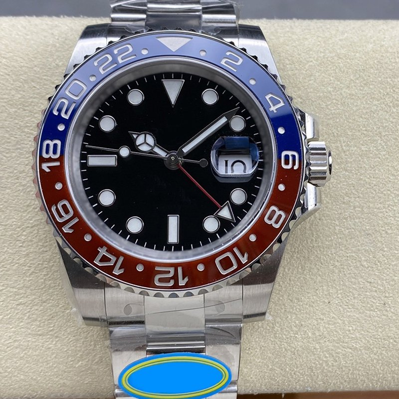 Nh34 40mm Stainless Steel Automatic Mechanical Gmt Luminous Feature Water Ghost Movement Diver Band 20mm Luxury Watch