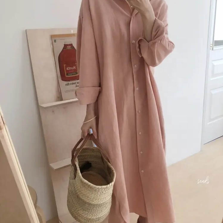 Hot Selling Women Clothing Long Linen Cotton Shirt Casual Dresses for Women