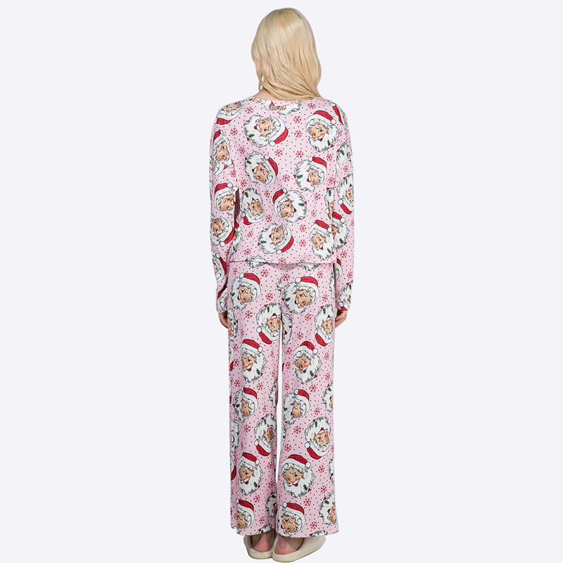 Custom Loungewear Manufacturer Women's Sleepwear Pajamas Set Lounge Wear Spring and Autumn Christmas Shirt Pants Pajama Set