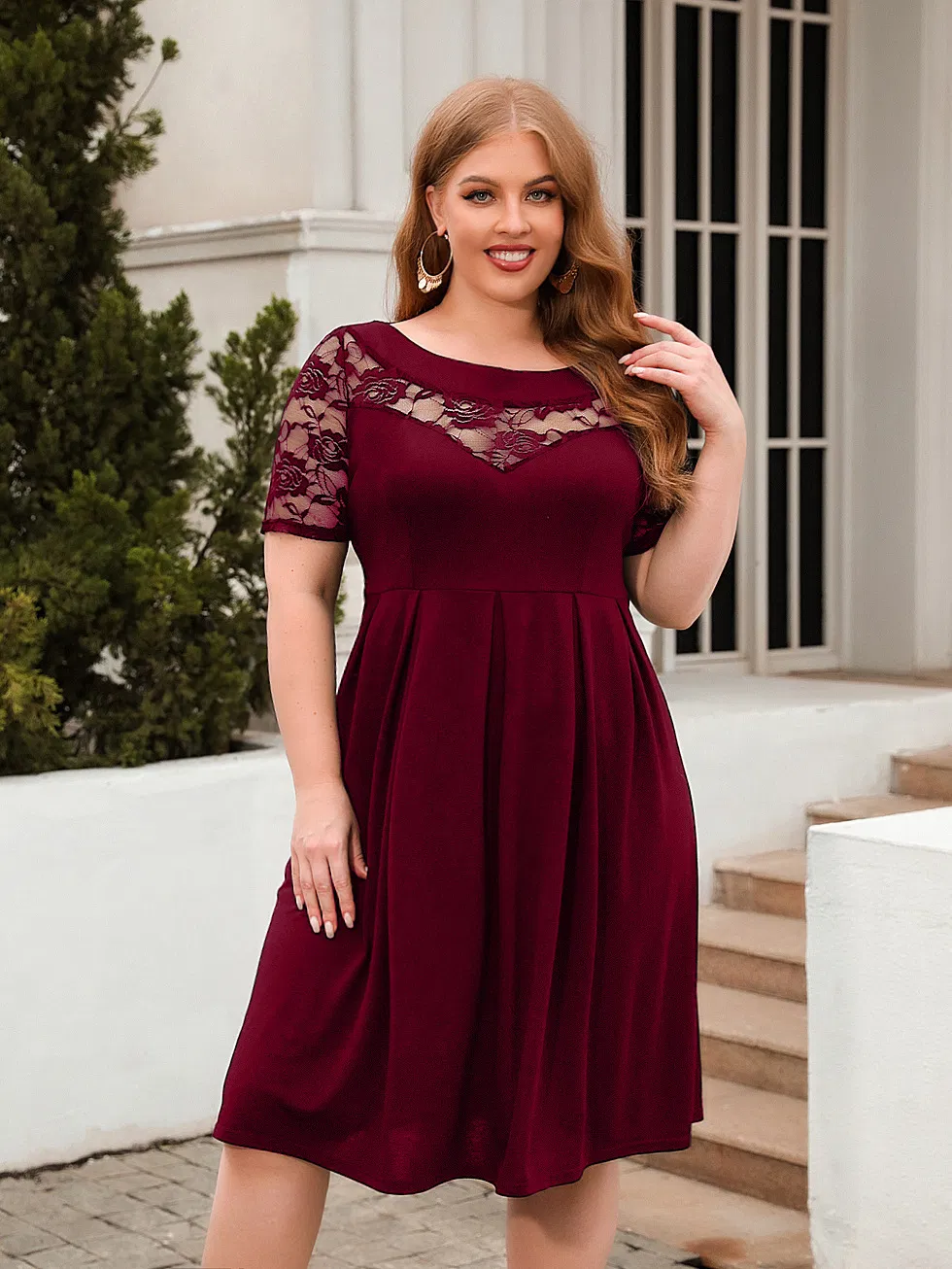 2023 New Fashion Women Knitting Dress with Lace Ladies Dress for Evening Party