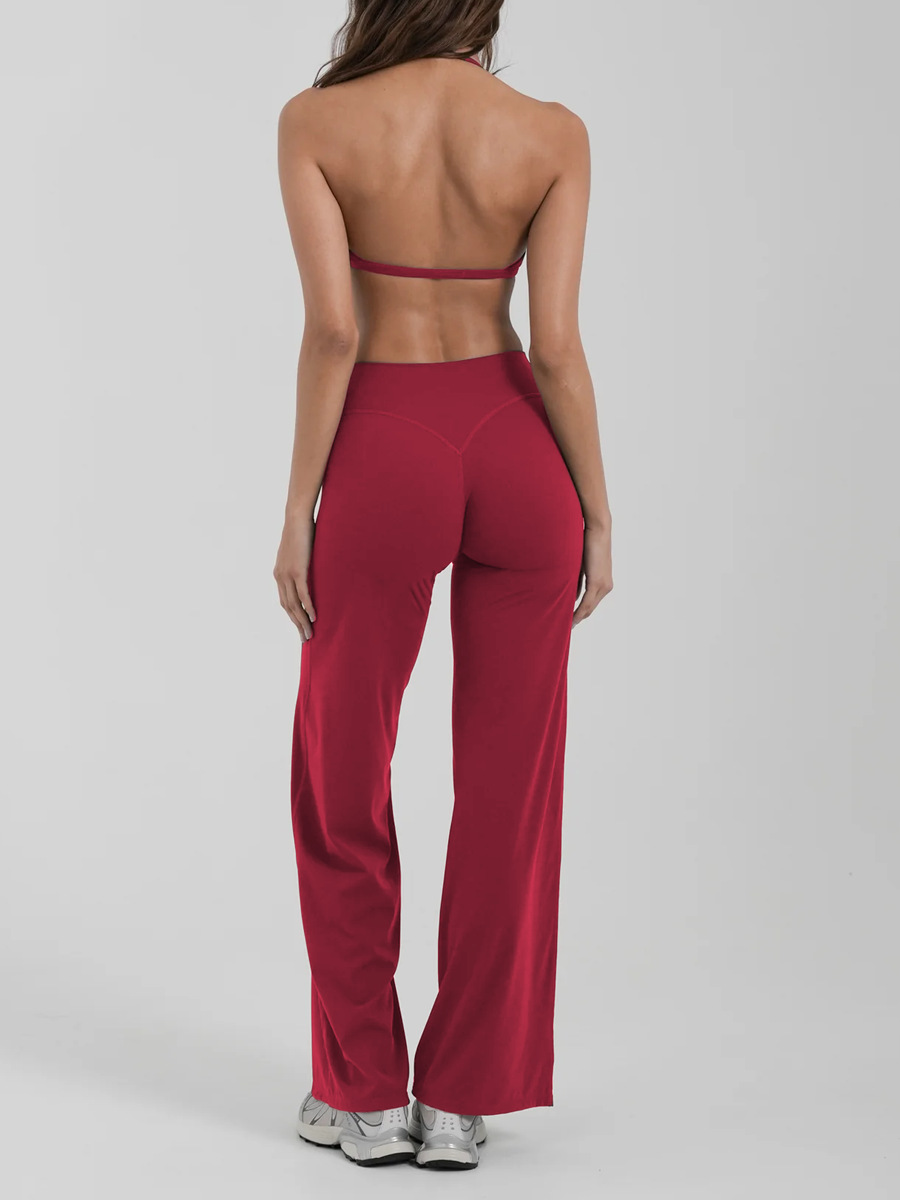 Loungewear Women Sets Custom logo Gym Wear Activewear Clothing Wholesale Two Piece Yoga Bra Top and Wide Leg Leggings Set
