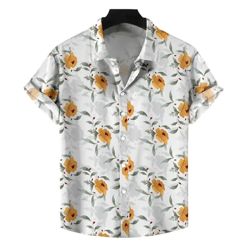 Summer Shirt Casual Resort Party Wear Short Sleeve Hawaiian Beach Men Printed Cotton Aloha Shirts