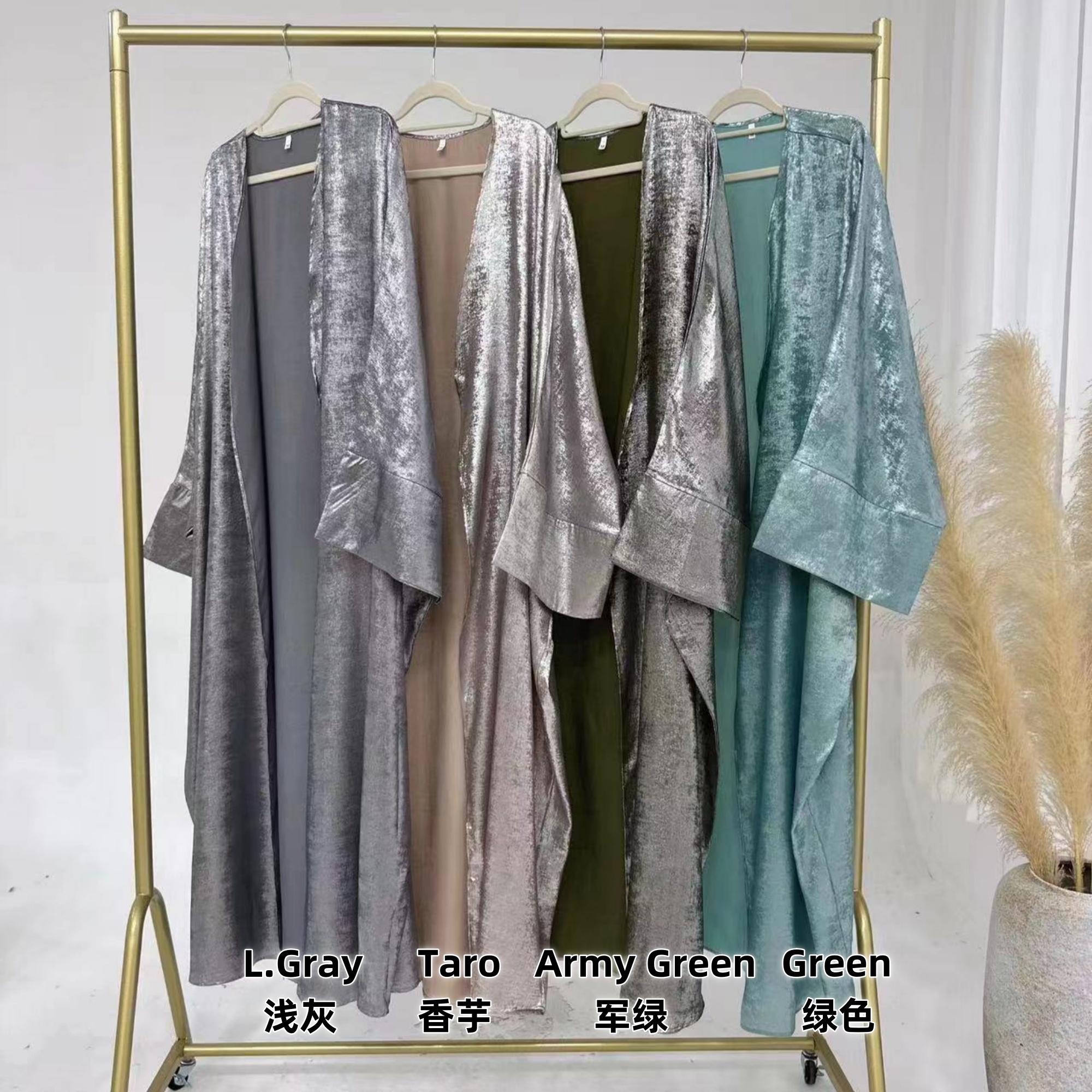 2026 New Cardigan Abaya Shinny Polyester Modest Women Abaya Muslim Dress Dubai Open Abaya Fashion Islamic Clothing