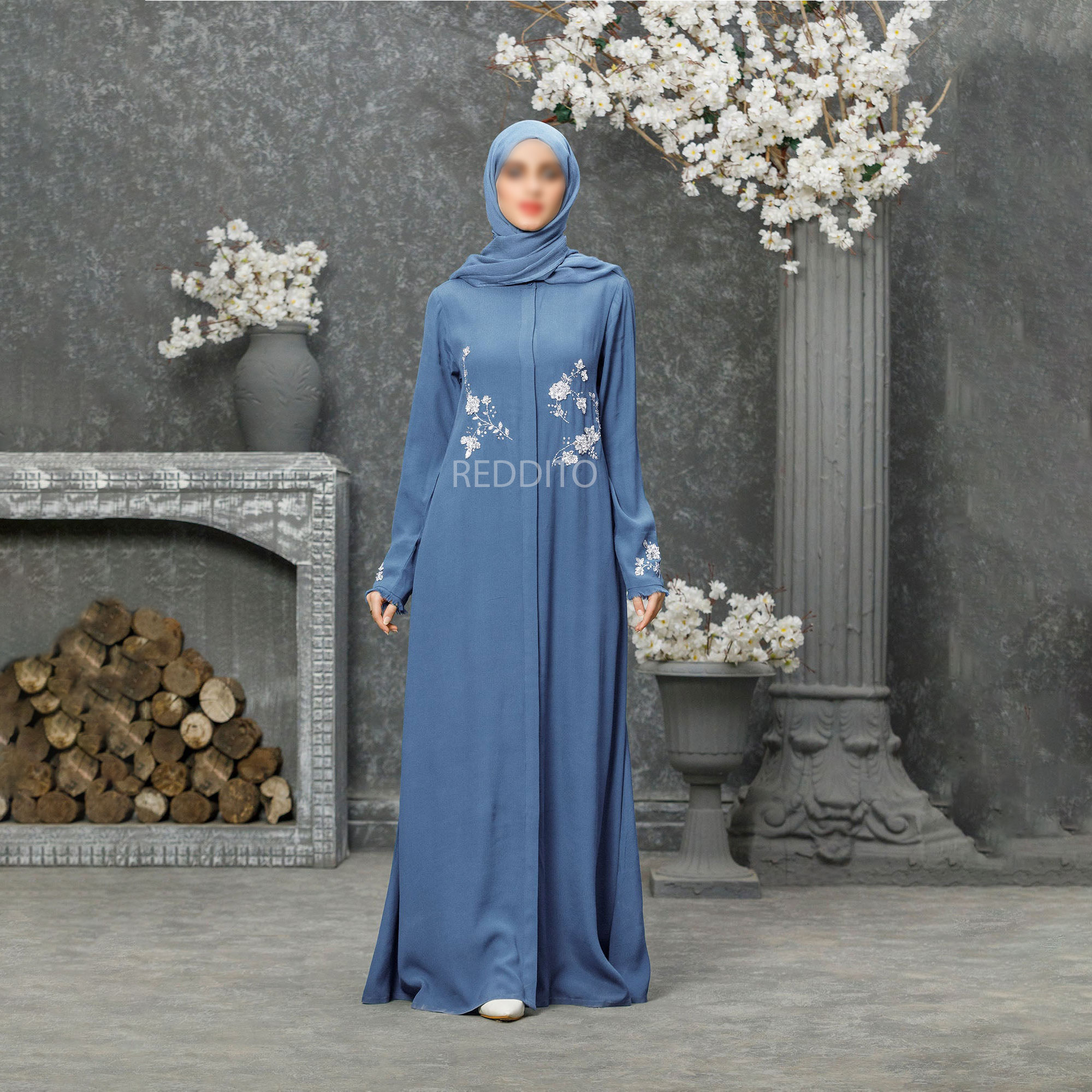 Wholesale Popular New Fashion Muslim Women's Long Sleeve Casual Knitting T-shirt Breathable Button Closure Pockets Embroidery